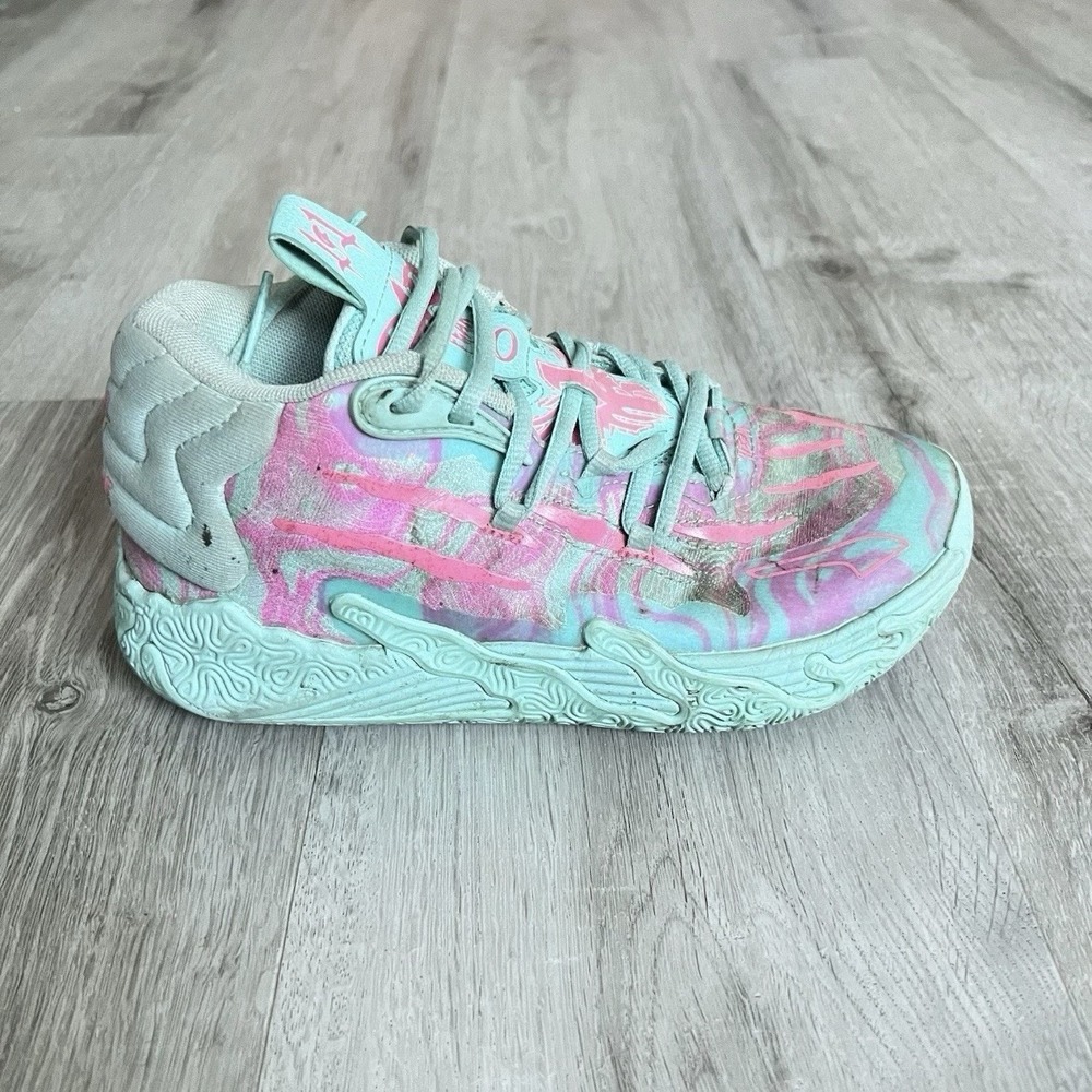 Puma LaMelo Ball MB.03 Miami Youth 4 Pink Teal Basketball Shoes Sneakers